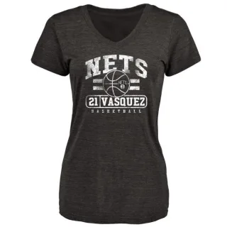 Greivis Vasquez Women's Brooklyn Nets Black Baseline Tri-Blend T-Shirt