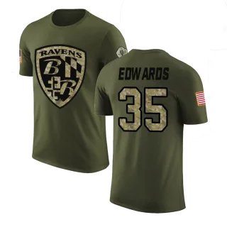 Gus Edwards Baltimore Ravens Olive Salute to Service Legend T-Shirt