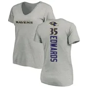 Gus Edwards Women's Baltimore Ravens Backer V-Neck T-Shirt - Ash