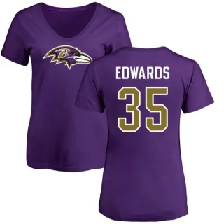 Gus Edwards Women's Baltimore Ravens Name & Number Logo Slim Fit T-Shirt - Purple