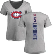 Guy Lapointe Women's Montreal Canadiens Backer T-Shirt - Ash