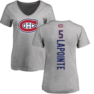 Guy Lapointe Women's Montreal Canadiens Backer T-Shirt - Ash