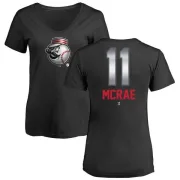 Hal Mcrae Women's Cincinnati Reds Midnight Mascot V-Neck T-Shirt - Black