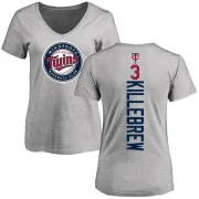 Harmon Killebrew Women's Minnesota Twins Backer Slim Fit T-Shirt - Ash