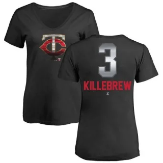 Harmon Killebrew Women's Minnesota Twins Midnight Mascot V-Neck T-Shirt - Black