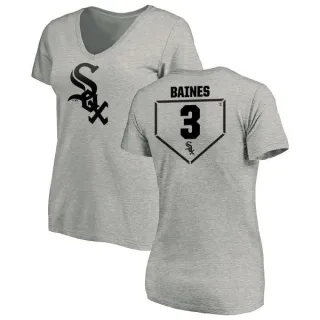 Harold Baines Women's Chicago White Sox RBI Slim Fit V-Neck T-Shirt - Heathered Gray