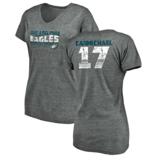 Harold Carmichael Women's Philadelphia Eagles Retro Tri-Blend V-Neck T-Shirt - Heathered Gray