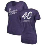 Harrison Barnes Women's Sacramento Kings Purple Sideline Tri-Blend V-Neck T-Shirt