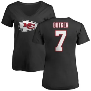 Harrison Butker Women's Kansas City Chiefs Name & Number Logo Slim Fit T-Shirt - Black