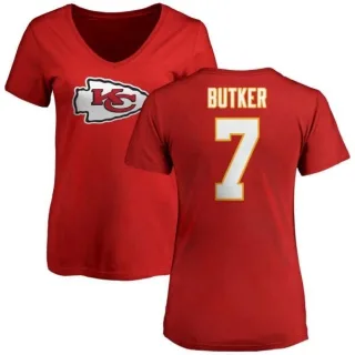 Harrison Butker Women's Kansas City Chiefs Name & Number Logo Slim Fit T-Shirt - Red