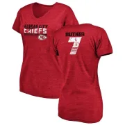 Harrison Butker Women's Kansas City Chiefs Retro Tri-Blend V-Neck T-Shirt - Red