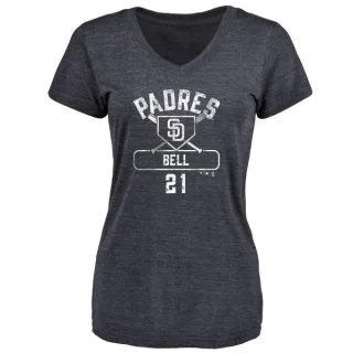 Heath Bell Women's San Diego Padres Base Runner Tri-Blend T-Shirt - Navy