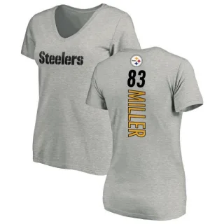 Heath Miller Women's Pittsburgh Steelers Backer V-Neck T-Shirt - Ash