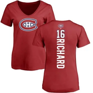 Henri Richard Women's Montreal Canadiens Backer T-Shirt - Red