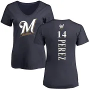 Hernan Perez Women's Milwaukee Brewers Backer Slim Fit T-Shirt - Navy