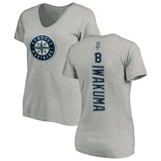 Hisashi Iwakuma Women's Seattle Mariners Backer Slim Fit T-Shirt - Ash