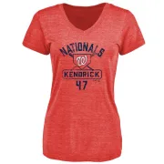 Howie Kendrick Women's Washington Nationals Base Runner Tri-Blend T-Shirt - Red