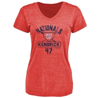 Howie Kendrick Women's Washington Nationals Base Runner Tri-Blend T-Shirt - Red