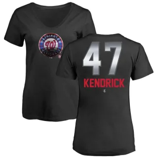 Howie Kendrick Women's Washington Nationals Midnight Mascot V-Neck T-Shirt - Black