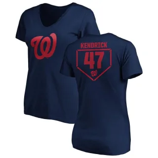 Howie Kendrick Women's Washington Nationals RBI Slim Fit V-Neck T-Shirt - Navy