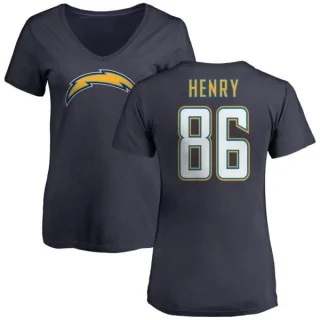 Hunter Henry Women's Los Angeles Chargers Name & Number Slim Fit V-Neck T-Shirt - Navy