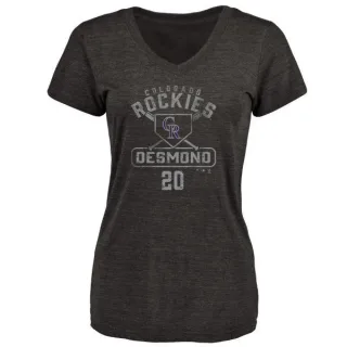 Ian Desmond Women's Colorado Rockies Base Runner Tri-Blend T-Shirt - Black