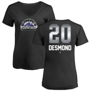 Ian Desmond Women's Colorado Rockies Midnight Mascot V-Neck T-Shirt - Black