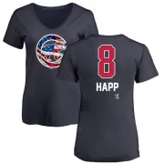 Ian Happ Women's Chicago Cubs Name and Number Banner Wave V-Neck T-Shirt - Navy