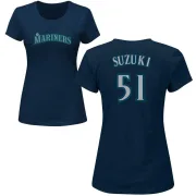 Ichiro Suzuki Women's Seattle Mariners Name & Number T-Shirt - Navy