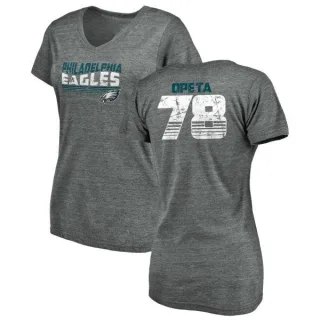 Iosua Opeta Women's Philadelphia Eagles Retro Tri-Blend V-Neck T-Shirt - Heathered Gray