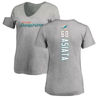 Isaac Asiata Women's Miami Dolphins Backer V-Neck T-Shirt - Ash