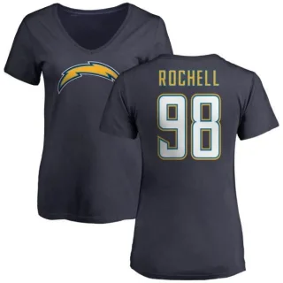 Isaac Rochell Women's Los Angeles Chargers Name & Number Slim Fit V-Neck T-Shirt - Navy