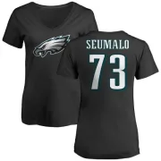 Isaac Seumalo Women's Philadelphia Eagles Name & Number Logo Slim Fit T-Shirt - Black