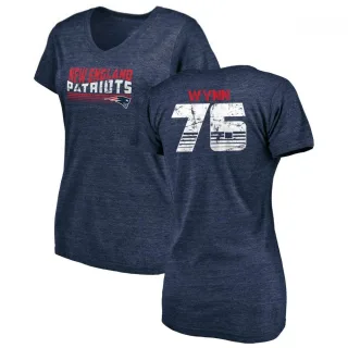 Isaiah Wynn Women's New England Patriots Retro Tri-Blend V-Neck T-Shirt - Navy