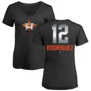 Ivan Rodriguez Women's Houston Astros Midnight Mascot V-Neck T-Shirt - Black