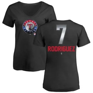 Ivan Rodriguez Women's Texas Rangers Midnight Mascot V-Neck T-Shirt - Black