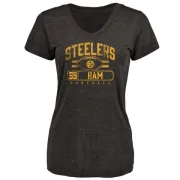 Jack Ham Women's Pittsburgh Steelers Flanker Tri-Blend T-Shirt - Black