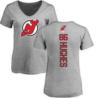 Jack Hughes Women's New Jersey Devils Backer T-Shirt - Ash