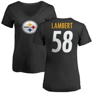 Jack Lambert Women's Pittsburgh Steelers Name & Number Logo Slim Fit T-Shirt - Black