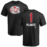 Jacques Plante Montreal Canadiens Name and Number Banner Wave T-Shirt - Black