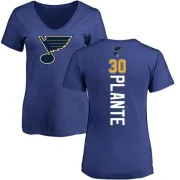 Jacques Plante Women's St. Louis Blues Backer T-Shirt - Blue