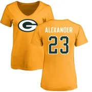 Jaire Alexander Women's Green Bay Packers Name & Number Logo Slim Fit T-Shirt - Gold