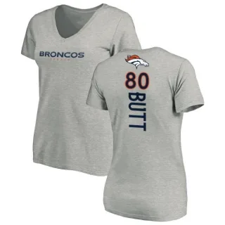 Jake Butt Women's Denver Broncos Backer V-Neck T-Shirt - Ash