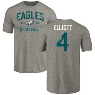 Jake Elliott Philadelphia Eagles Gray Distressed Name & Number Tri-Blend T-Shirt