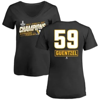 Jake Guentzel Women's Pittsburgh Penguins 2017 Stanley Cup Champions Extra Slim Fit T-Shirt
 - Black