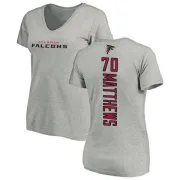 Jake Matthews Women's Atlanta Falcons Backer V-Neck T-Shirt - Ash