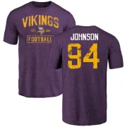 Jaleel Johnson Minnesota Vikings Purple Distressed Name & Number Tri-Blend T-Shirt