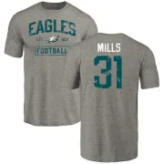 Jalen Mills Philadelphia Eagles Gray Distressed Name & Number Tri-Blend T-Shirt