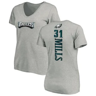 Jalen Mills Women's Philadelphia Eagles Backer V-Neck T-Shirt - Ash