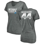 Jalen Reeves-Maybin Women's Detroit Lions Retro Tri-Blend V-Neck T-Shirt - Heathered Gray